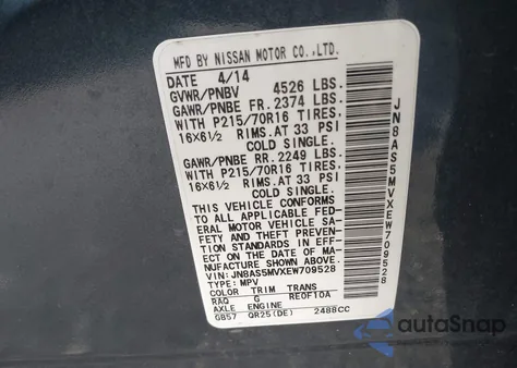 2014 Nissan Rogue Select S from USA, damaged, VIN JN8AS5MVXEW709528